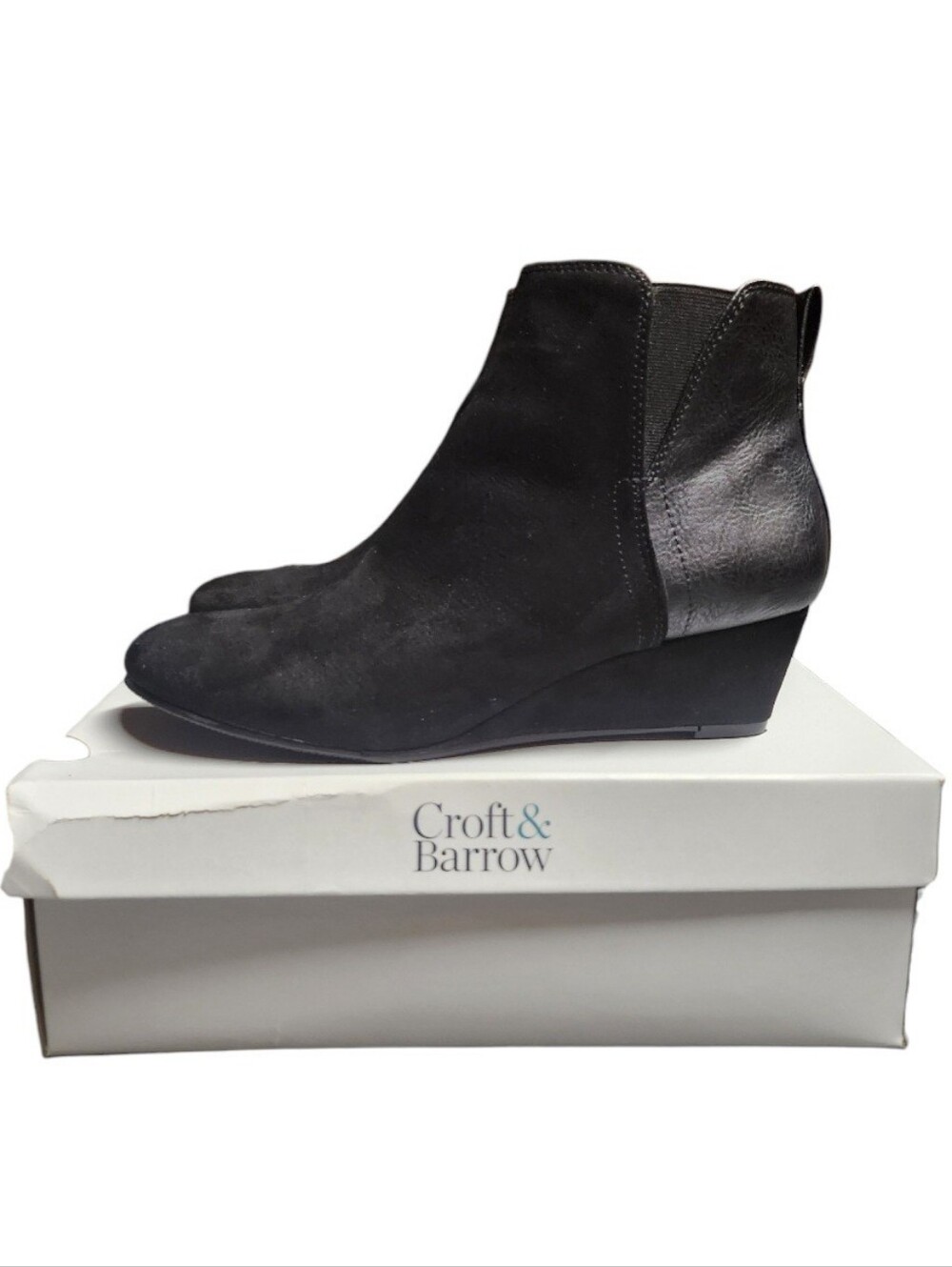 Croft & Barrow Emulsion Women's Wedge Ankle Boots Black Size 9M
